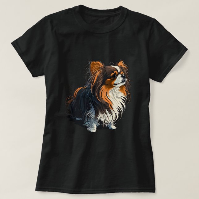 Niedlich Papillon Dog auf Continental Toy Spaniel  T-Shirt (Design vorne)