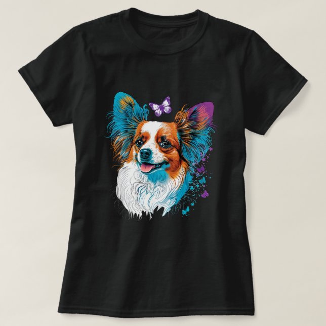 Niedlich Papillon Dog auf Continental Toy Spaniel  T-Shirt (Design vorne)