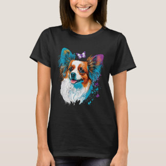 Niedlich Papillon Dog auf Continental Toy Spaniel  T-Shirt