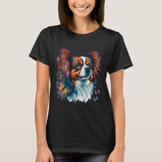 Niedlich Papillon Dog auf Continental Toy Spaniel  T-Shirt