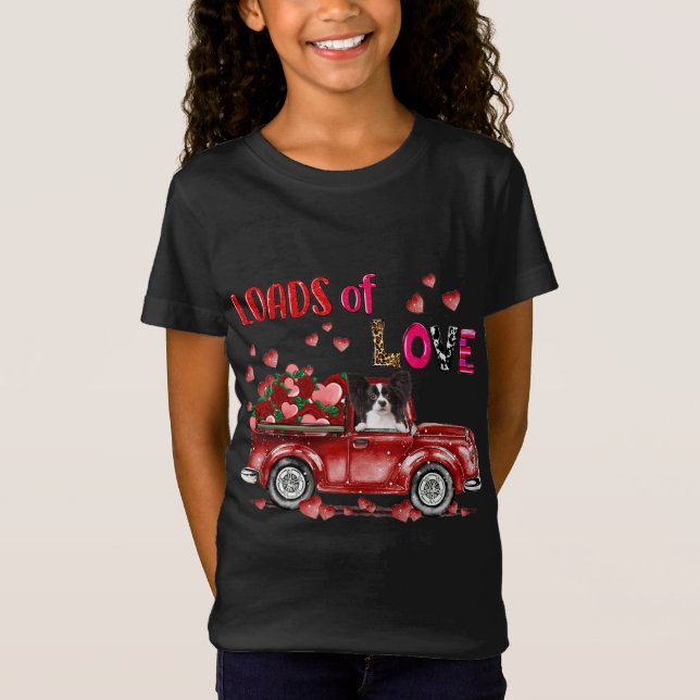 Niedlich Papillon Dog Driving Red Truck Happy Vale T-Shirt (Vorderseite)