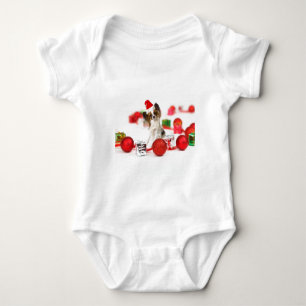 Niedlich Papillon Dog Weihnachtsmannmütze Baby Strampler