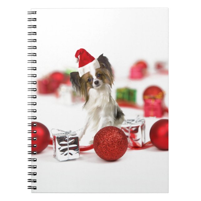 Niedlich Papillon Dog Weihnachtsmannmütze Notizblock (Vorderseite)