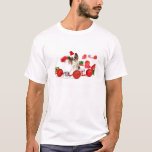 Niedlich Papillon Dog Weihnachtsmannmütze T-Shirt