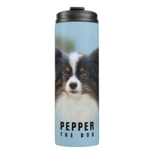 Niedlich Papillon Toy Spaniel Dog am Dock Thermosbecher