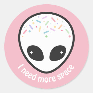 Niedlich Pastel Alien Head Runder Aufkleber