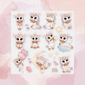 Niedlich Pastel Baby Unicorn Aufkleber