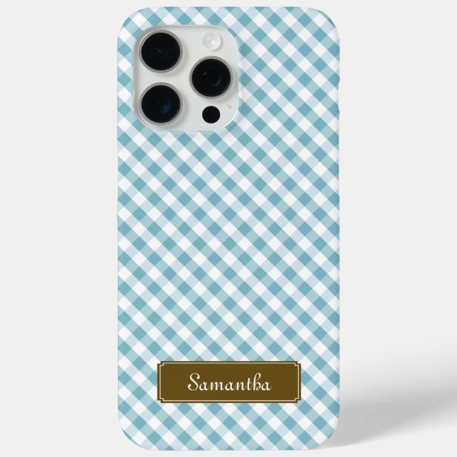 Niedlich Pastel Blue Gingham Pattern Case-Mate iPhone Hülle (Rückseite)
