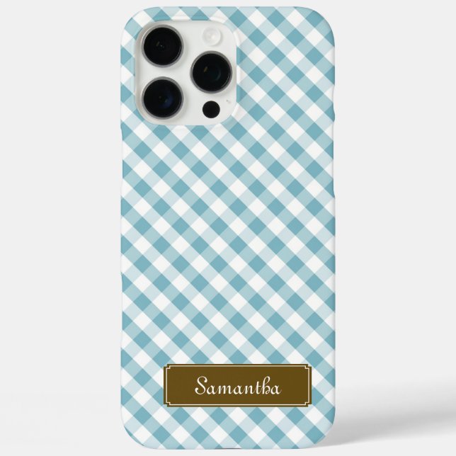 Niedlich Pastel Blue Gingham Pattern Case-Mate iPhone Hülle (Rückseite)