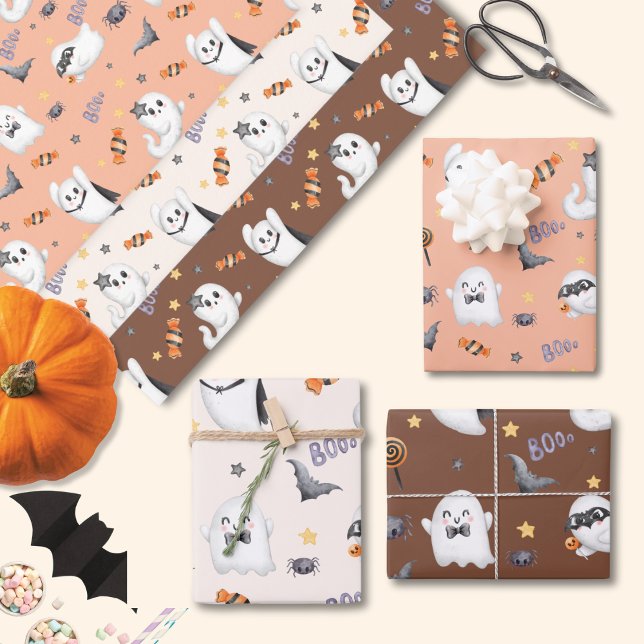Niedlich Pastel Brown Boo Ghost Halloween Geschenkpapier Set (Von Creator hochgeladen)