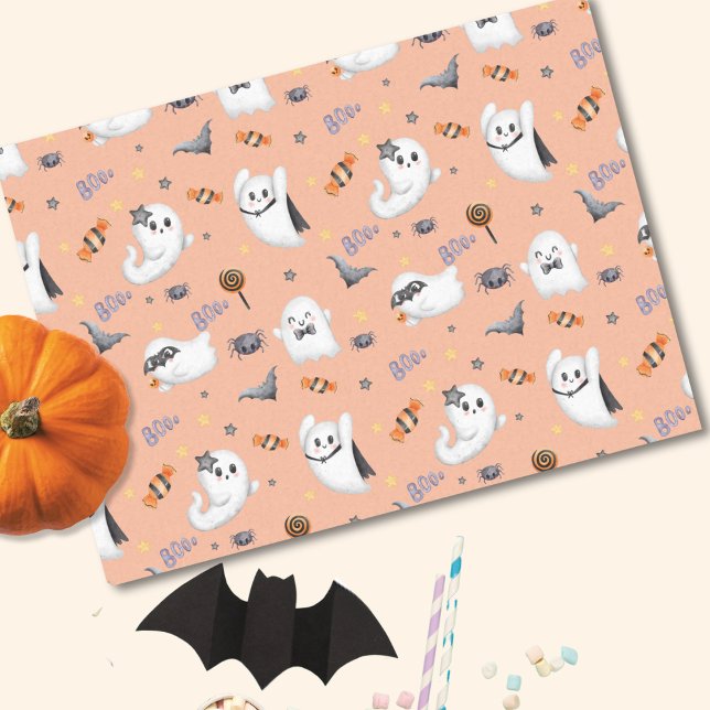 Niedlich Pastel Brown Boo Ghost Halloween Seidenpapier (Von Creator hochgeladen)