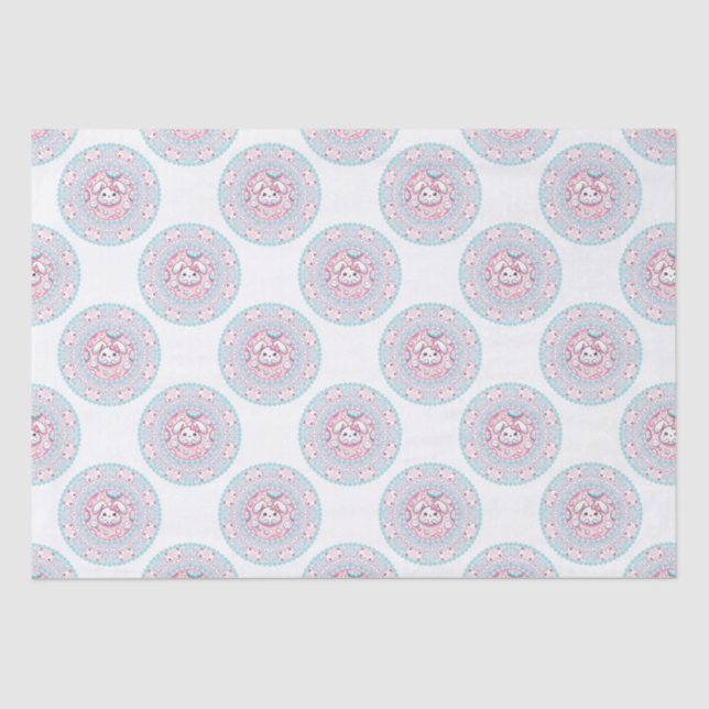 Niedlich Pastel Candy Kawaii Bunny Polka Dot Manda Seidenpapier (Vorderseite)