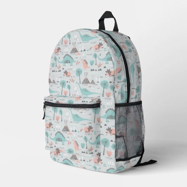 Niedlich Pastel Dinosaur Muster Bedruckter Rucksack (Rückseitige Ecke Rechts)