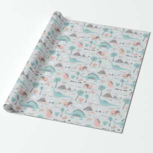 Niedlich Pastel Dinosaur Muster Geschenkpapier