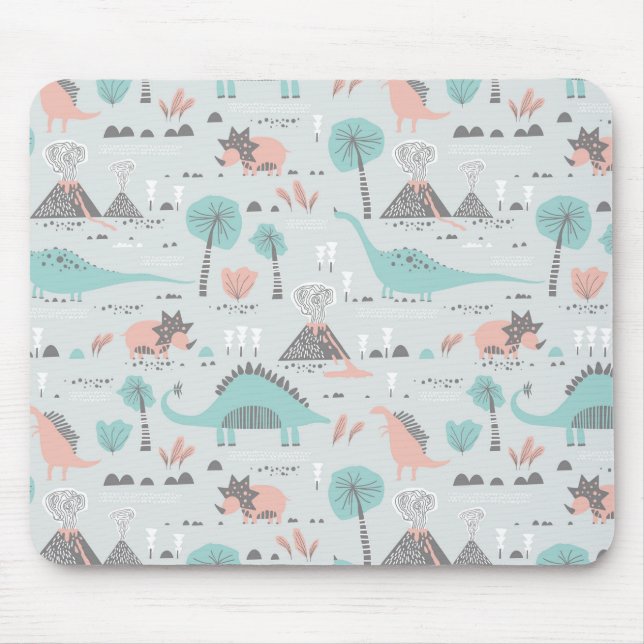 Niedlich Pastel Dinosaur Muster Mousepad (Vorne)