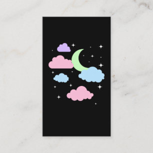 Niedlich Pastel Goth Moon Clouds Kawaii Visitenkarte