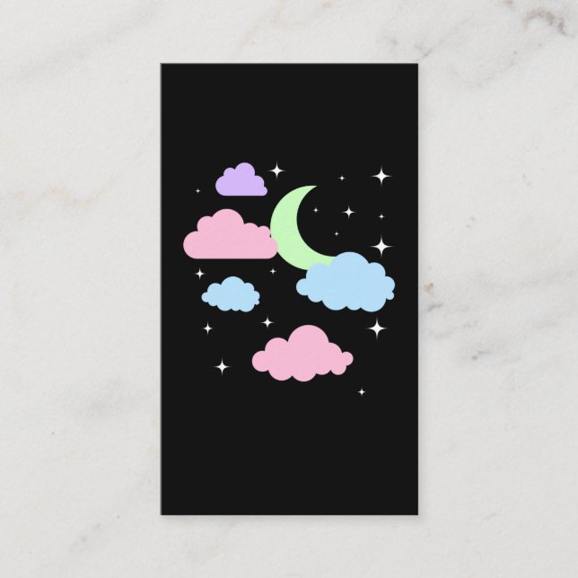 Niedlich Pastel Goth Moon Clouds Kawaii Visitenkarte (Vorderseite)