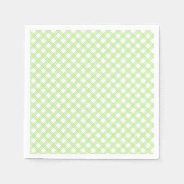 Niedlich Pastel Green Gingham Pattern Napkins Serviette (Vorderseite)