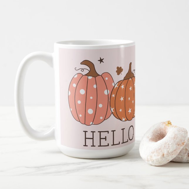 Niedlich Pastel Hello Pumpkin Kaffeetasse (Mit Donut)