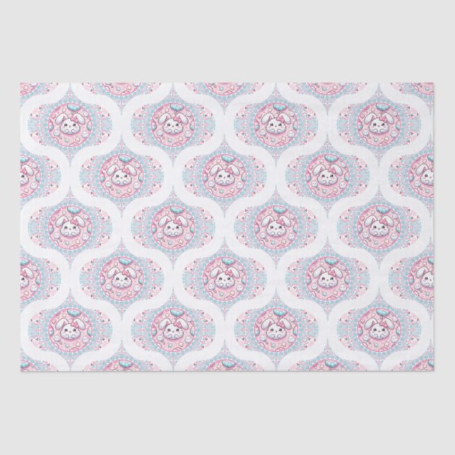 Niedlich Pastel Kawaii Bunny Dot Mandala Retro Oge Seidenpapier (Vorderseite)