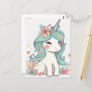 Niedlich Pastel Kawaii Unicorn Postkarte