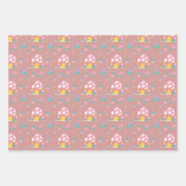 Niedlich Pastel Mushroom Geschenkpapier Set
