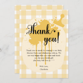 Niedlich Pastel Orange Gingham Baby Shower Dankeskarte