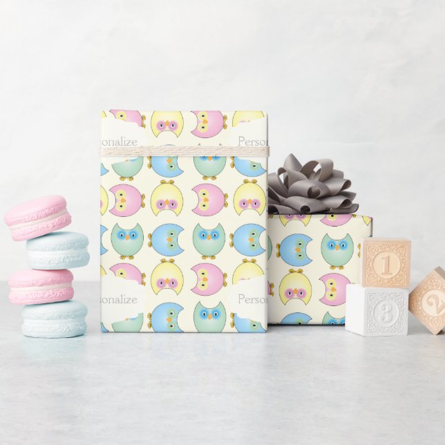 Niedlich Pastel Owls Geschenkpapier (Babyparty)
