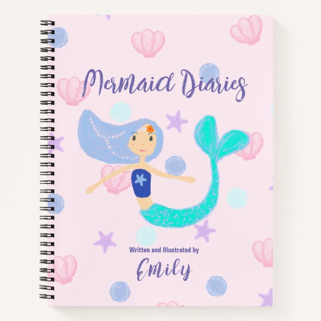 Niedlich Pastel Periwinkle Mermaid Princess Notizbuch (Vorderseite)