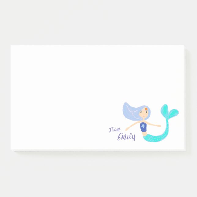 Niedlich Pastel Periwinkle Mermaid Princess Post-it Klebezettel (Vorderseite)