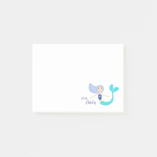 Niedlich Pastel Periwinkle Mermaid Princess Post-it Klebezettel (Vorderseite)