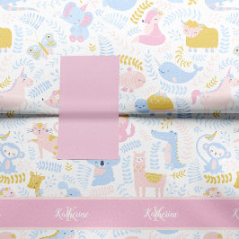 Niedlich Pastel Pink Animal Monogram Girl Baby Sho Seidenpapier
