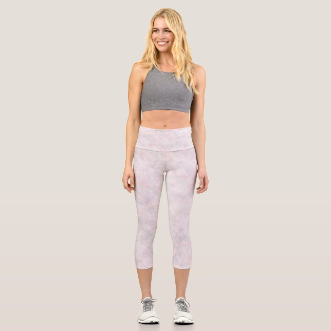 Niedlich Pastel Pink Bokeh Capri Leggings (Vorderseite)