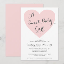 Niedlich Pastel Pink Heart Sweet Baby Girl Baby Du Einladung