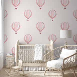 Niedlich Pastel Pink Hot Air Ballon Baby Kinderzim Tapete