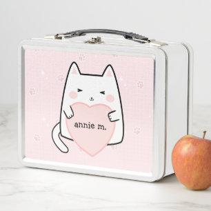 Niedlich Pastel Pink Kat Kawaii Sparkle Kitty Metall Brotdose