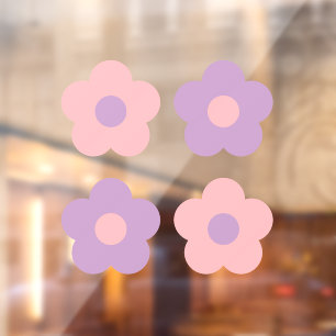 Niedlich Pastel Pink Lila Daisy Blume Fensteraufkleber