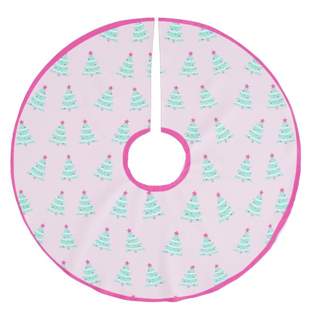 Niedlich Pastel Pink Weihnachtsbaum Rock Polyester Weihnachtsbaumdecke (Vorderseite)