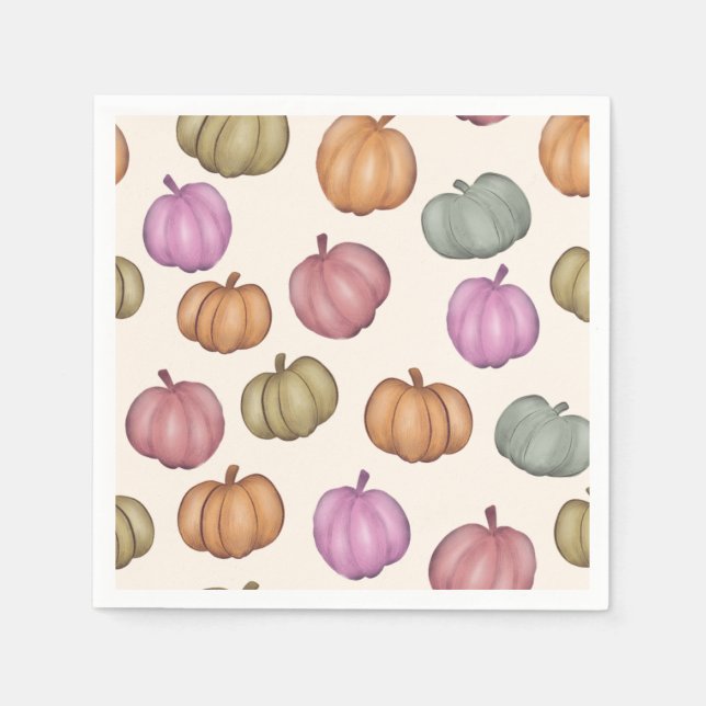 Niedlich Pastel Pumpkin Pastel Muster Party Serviette (Vorderseite)