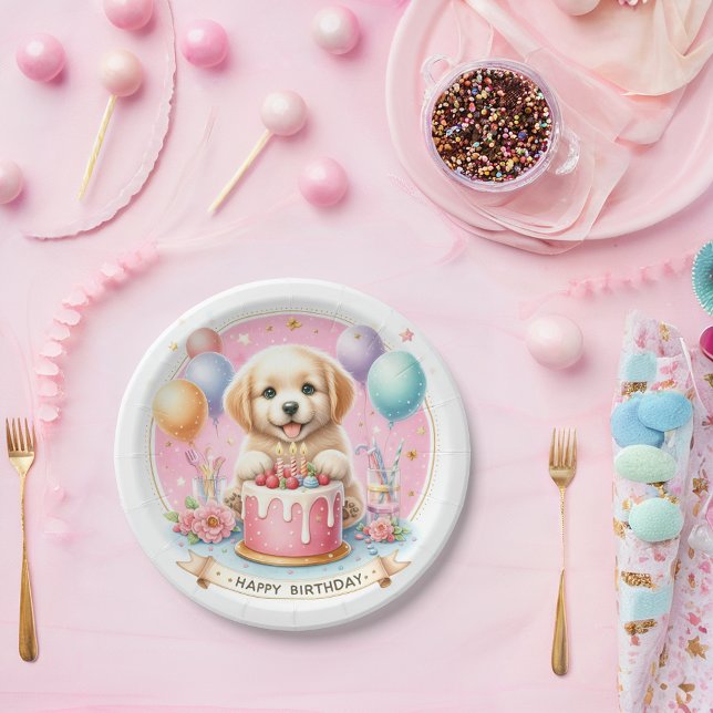 Niedlich Pastel Puppy Labrador - Geburtstag Pappteller (Von Creator hochgeladen)