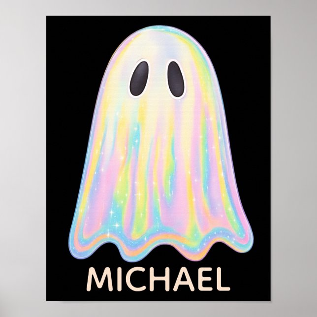 Niedlich Pastel Rainbow Ghost | Ästhetische Spooki Poster (Vorne)
