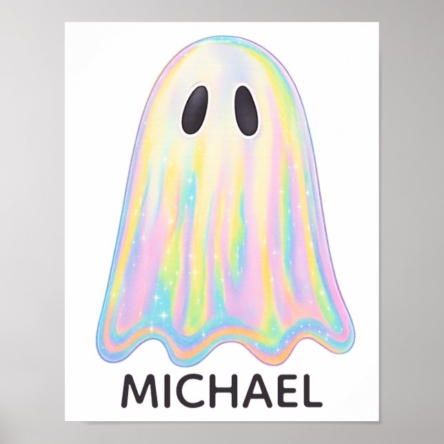 Niedlich Pastel Rainbow Ghost | Ästhetische Spooki Poster (Vorne)