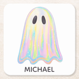 Niedlich Pastel Rainbow Ghost | Ästhetische Spooki Rechteckiger Pappuntersetzer