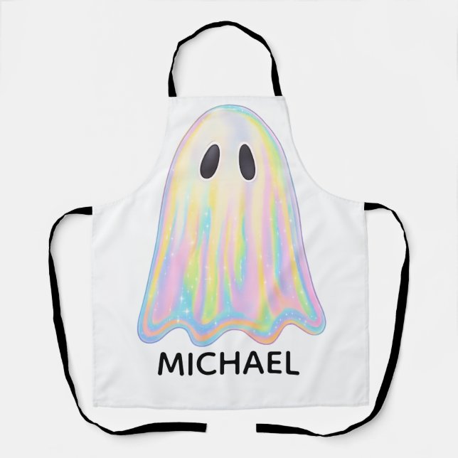 Niedlich Pastel Rainbow Ghost | Ästhetische Spooki Schürze (Vorderseite)