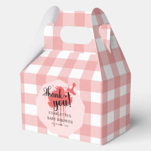 Niedlich Pastel Red Gingham Baby Girl Dusche Geschenkschachtel