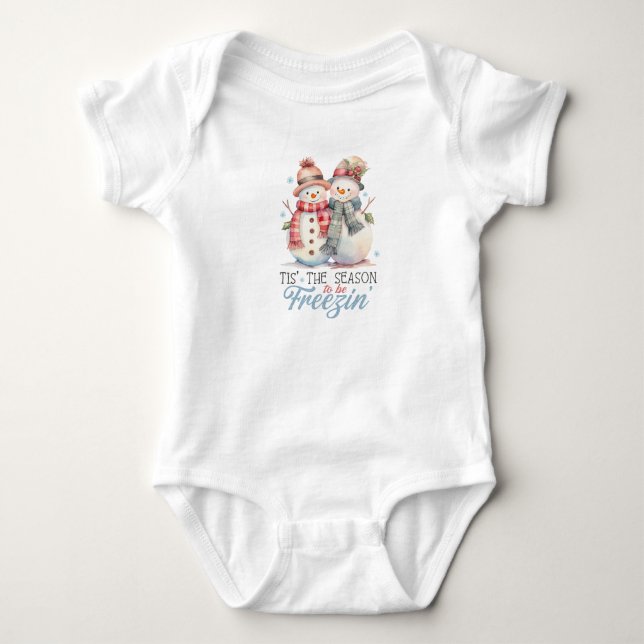 Niedlich Pastel Snowmans Baby Strampler (Vorderseite)