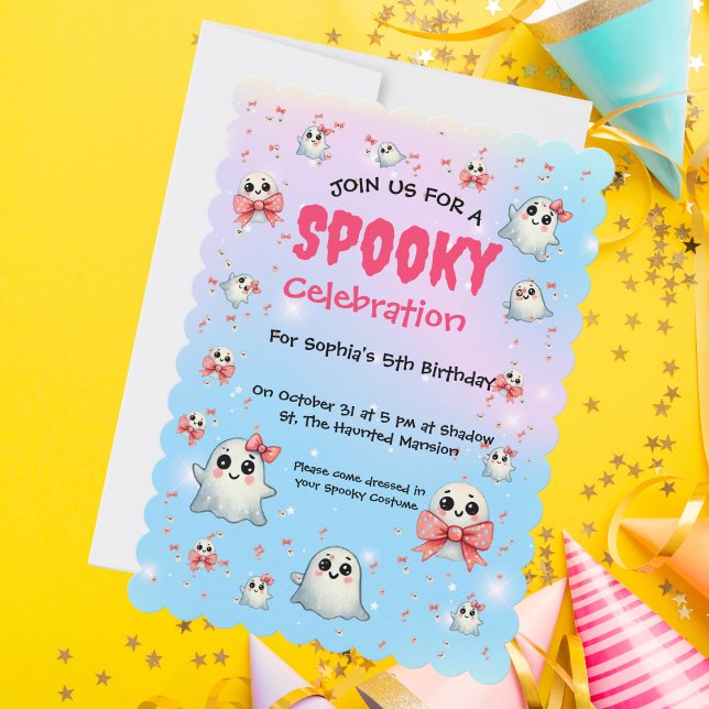 Niedlich Pastel Spooky Ghost Kindergeburtstag Einl Einladung (Von Creator hochgeladen)