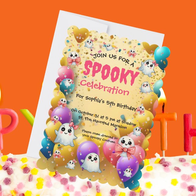Niedlich Pastel Spooky Ghost Kindergeburtstag Einl Einladung (Von Creator hochgeladen)
