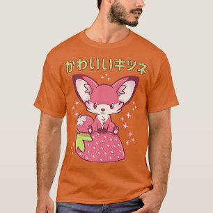 Niedlich Pastel Strawberry Fox Japanisch Kawaii Ro T-Shirt