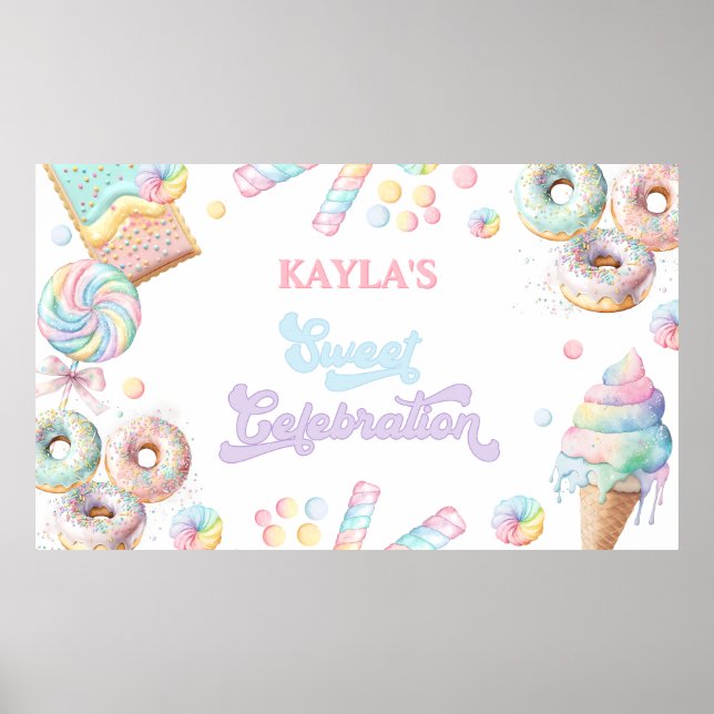 Niedlich Pastel Sweet Candyland Lollipop Girl Birt Poster (Vorne)